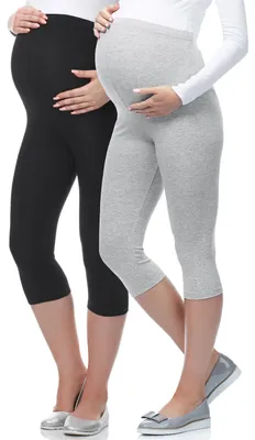 Produktbild von Be Mammy 3/4 Umstandsleggings aus Viskose BE-03 2er Pack (Schwarz/Melange, L)