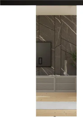 Produktbild von KIER FURNITURE Schiebetür Komplettset mit Spiegel MESTO Sliding Door, Raumteiler Schiebetür Schwarz 106x205x1,6 cm