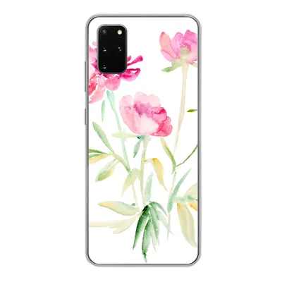 Produktbild von MuchoWow® Handyhülle Schutzhülle Hülle für Samsung Galaxy S20 Plus Blumen - Aquarell - Rosa Silikon Softcase Handy Hülle - Hartschale