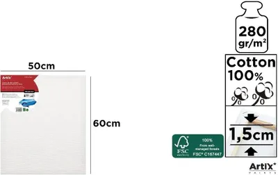 Obrázok produktu pre Podobrazie bawełniane 50 x 60 x 1,5 cm, 280 g/m2