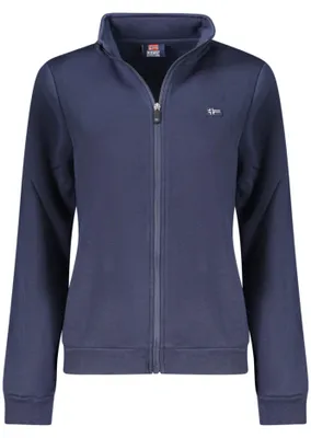 Produktbild von Damenblaues Sweatshirt mit Reißverschluss und Applikation - Gefüttert
