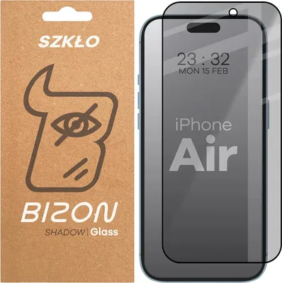Produktbild von Gehärtetes Glas mit Privatschutzfilter für iPhone Air, Bizon Glass Edge Shadow, getönt mit schwarzer Rahmen