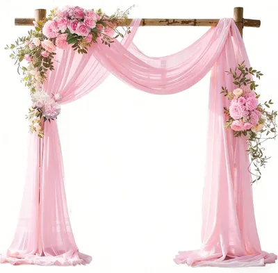 Imagen del producto de Cortina para arco de boda, tul rosa, 75 x 800 cm, para decoración de eventos