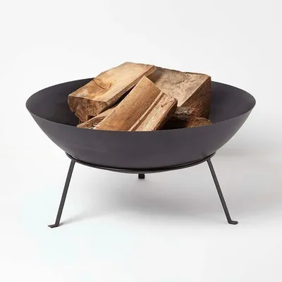 Zdjęcie produktu dla Metalowa miska na ognisko z trójnogą, dwuczęściowa, wymiary: 59 cm x 35 cm