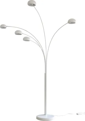 Zdjęcie produktu dla Lampa podłogowa SalesFever Five Fingers 205 cm | ruchome metalowe ramiona | podstawa z prawdziwego marmuru | szer. 150 x gł. 36 x wys. 205 cm | lakierowana na biało