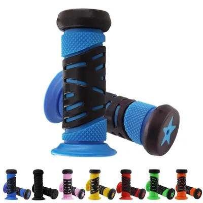 Image de Poignées de vélo pour enfants, bleu clair, 22 mm, 95 mm, en caoutchouc avec protection anti-choc, pour trottinettes et vélos d'équilibre