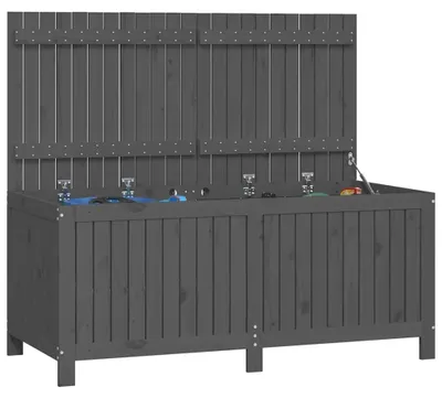 Produktbild von vidaXL Gartentruhe Grau 147x68x64 cm Massivholz Kiefer