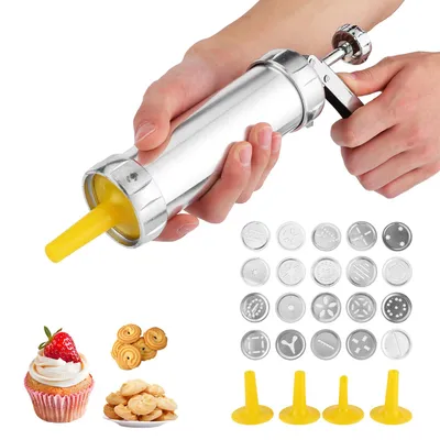 Image de Presse à gâteaux - En acier inoxydable, avec 20 pochoirs et 4 buses
