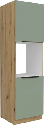 Obrázok produktu pre Kuchynská skriňa na vstavanú rúru LUNARA - šírka 60 cm, zelená / dub artisan