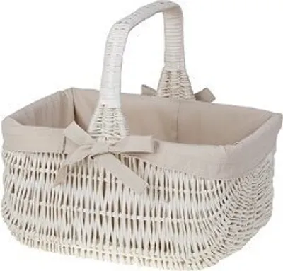 Image de Panier à provisions en osier, grand panier rectangulaire à remplir, panier décoratif (blanc_avec doublure)