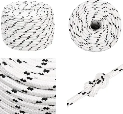 Produktbild von vidaXL Bootsseil Geflochten Weiß 12 mmx25 m Polyester - Bootsseil - Bootsseile - Geflochtenes Bootsseil - Ankerleine
