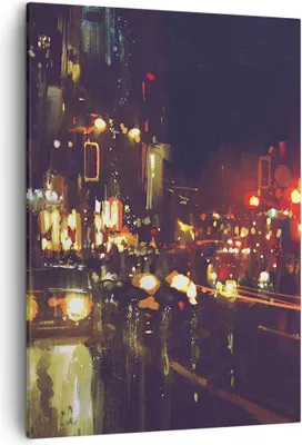 Produktbild von Bild auf Leinwand - Leinwandbild - Einteilig - Stadt Nacht Straße - 50x70cm - Wand Bild - Wanddeko - Wandbilder - Leinwanddruck - Wanddekoration - Leinwand bilder - Wandbild - PA50x70-3762