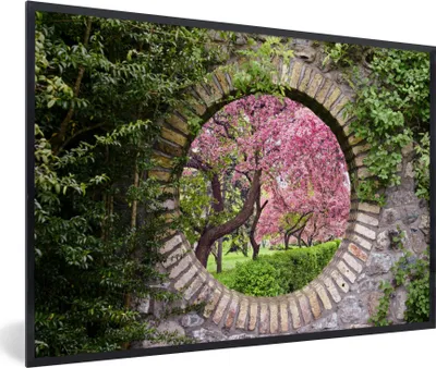 Produktbild von MuchoWow® Gerahmtes Poster Transparent - Sakura - Blüte - Japanisch 90x60 cm - Poster mit Schwarzem Bilderrahmen Wandposter Rahmen Foto Bilder - Fotorahmen - Foto-Plakat