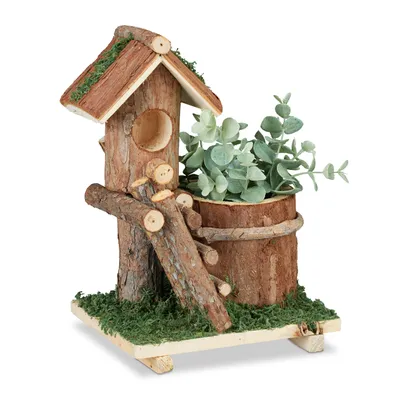Produktbild von relaxdays Holz Blumentopf mit Vogelhaus