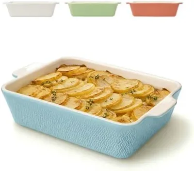 Obrázek produktu pro Velká zapékací mísa Praknu – keramická mísa na lasagne – s extra vysokým okrajem – pekáč na tiramisu a zapékané pokrmy – mísa na lasagne (modrá)