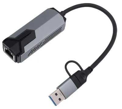 Zdjęcie produktu dla Adapter Ethernet 5G USB 3.0 o prędkości 5000 Mb/s – szybki adapter LAN typu 2 w 1 z wtykiem USB typu A i C oraz złączem RJ45 do komputerów stacjonarnych i laptopów