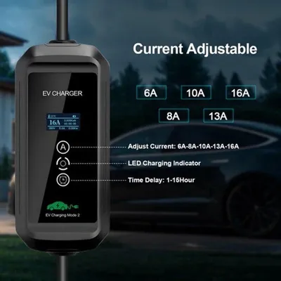 Obrázek produktu pro Přenosná nabíječka pro elektromobily - konektor typu 2 - 11 kW - kabel o délce 10 metrů - kabel z TPU - pro elektromobily
