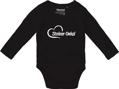 Produktbild von Huuraa Baby Body Stolzer Onkel Herz 62 Black  Baumwolle Fairtrade Langarmbody Geschenkidee