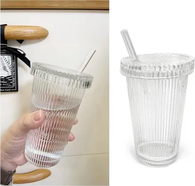 Produktbild von Famanu Drinkglas Set von 2 - Kristallglas mit Trinkrand und Rietje, breite Öffnung