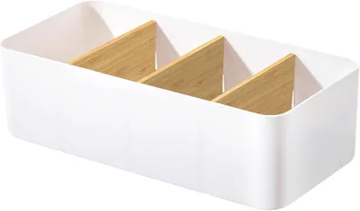 Produktbild von Schreibtisch Organizer Bambus, 4 Fächer, Multifunktionale Aufbewahrungsbox, für Stifte, Kosmetik, Smartphones