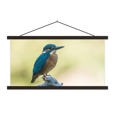Produktbild von MuchoWow® Textilposter Eisvogel - Zweig - Vogel 60x30 cm mit schwarzem Rahmen - Textilien