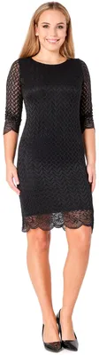 Image de Robe de cocktail Bellivalini pour femme, courte et élégante, en dentelle à manches courtes BLV50-101 (noir, XL)