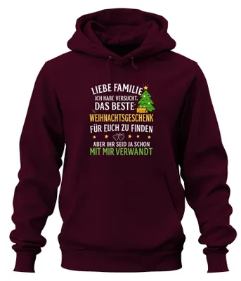 Produktbild von Liebe Familie bestes Weihnachtsgeschenk lustig verwandt Hoodie Kapuzenpullover, Burgundy, L