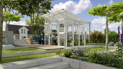 Obrázek produktu pro Vitavia skleník "Aphrodite 7800" bílý 7,8 m² 3 mm tvrzené bezpečnostní sklo, 10 mm HKP