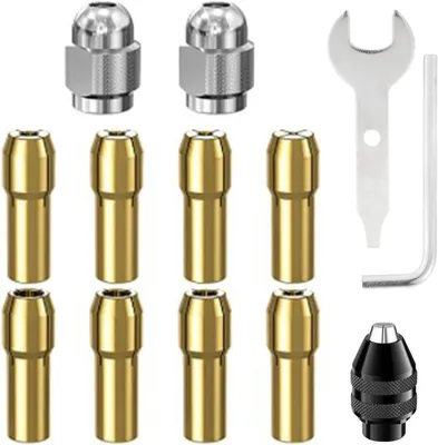 Productafbeelding van Boorhouderset - Spantangen set - Accessoires wisselen - Messing constructie - 8 maten - Messing