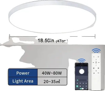 Image de Plafonnier, puissance 80W, dimmable, APP- et télécommande, 1pc-80W-Blanc