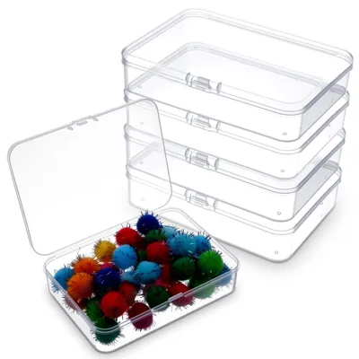 Image de 4 petites boîtes de rangement avec couvercle, en plastique PP transparent