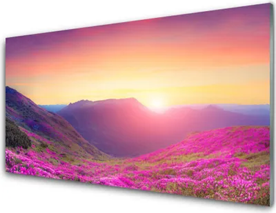 Produktbild von Küchenrückwand aus Glas 100x50cm Spritzschutz Sonne Gebirge Wiese Natur