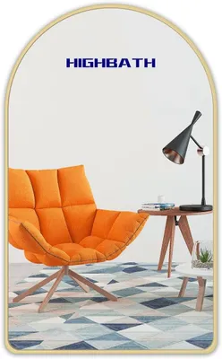 Immagine prodotto di Specchio da parete 50x70 cm, con finitura dorata spazzolata, cornice in metallo, vetro HD, ideale per il trucco