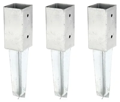 Image de Alberts 212612 Douille de sol | pour poteaux en bois carrés, à enfoncer | galvanisé à chaud | 71 x 71 mm | set de 3 pièces