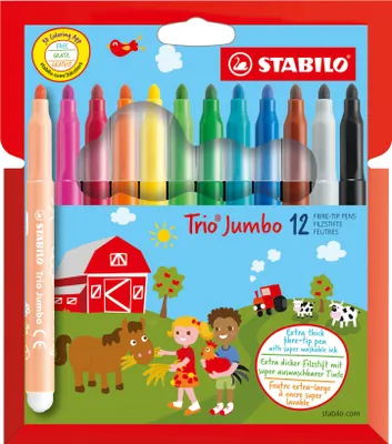 Produktbild von Dicker Filzstift - STABILO Trio Jumbo - 12er Pack - 12 Farben