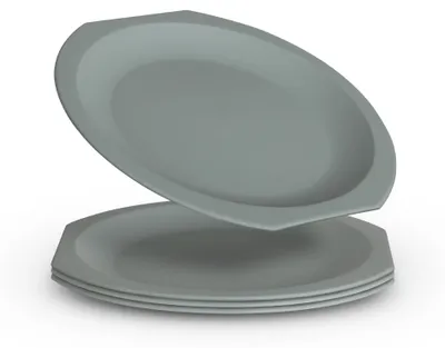 Obrázek produktu pro balení 4 plastových talířů Opakovaně použitelný nerozbitný PP plast - bez BPA - lze mýt v myčce ( Ø23cm / zelený ) Párty talíř Děti Kempování Piknik