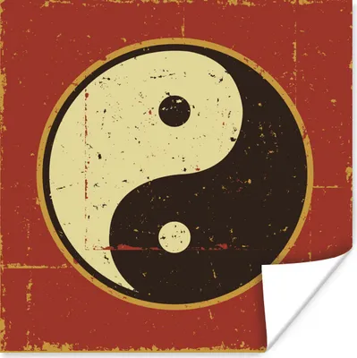 Produktbild von MuchoWow® Poster Eine Illustration von Yin und Yang auf einem roten Hintergrund 75x75 cm - Wand Dekoration