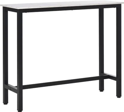 Produktbild von Bartisch in Marmoroptik, Stahlrahmen, Nivellierfüße, 120x40x100 cm, Weiß/Schwarz