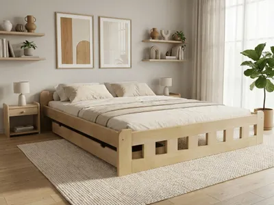 Obrázek produktu pro Postel Naomi zvýšená 180x200 cm, borovice Matrace: Matrace Deluxe 10 cm, Rošt: Bez roštu