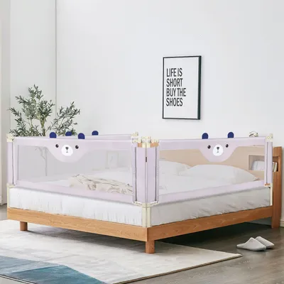 Produktbild von Bettgitter 175x100cm Bettschutzgitter Kinderbettgitter Babybettgitter Großer Rausfallschutz Bett für Kleinkinder (Bär)