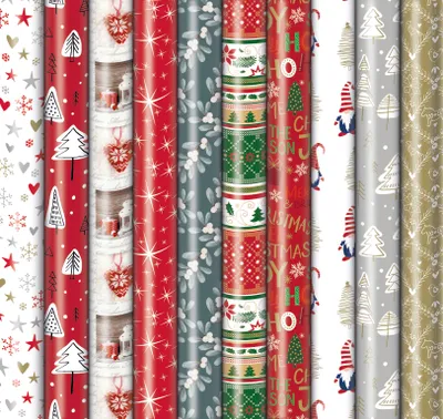 Produktbild von 60x ZÖWIE 33003 454204 Weihnachts-Geschenkpapierrolle, 2mx70cm, sortiert