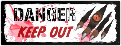 Produktbild von Danger Keep out Metallschild mit Werwolf-Motiv zu Halloween