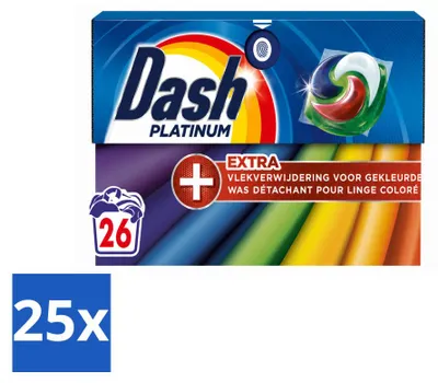 Produktbild von 25 x Dash 4in1 Pods Color - Waschmittelkapseln mit Extra Fleckentfernung - Vorteilspackung - 25 Stücke