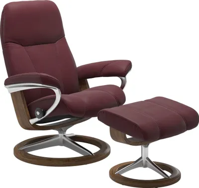 Produktbild von Stressless Sessel Consul Signature M mit Hocker in Leder Batick bordeaux