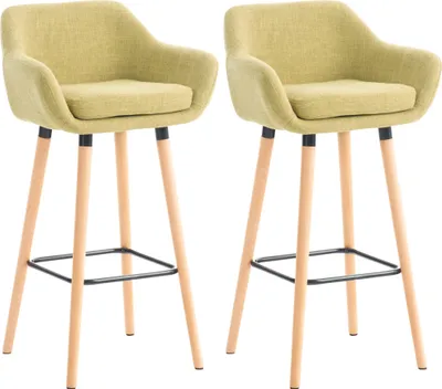 Produktbild von DELUKE® Barhocker 2er Set mit Lehne Hellgrün VILO - Stoffbezug, 99x55x46cm | Barhocker mit Lehne Tresenhocker Barstuhl Küchenhocker Thekenhocker hoher Stuhl