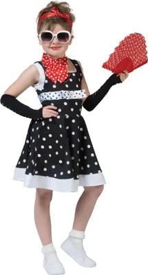 Produktbild von Retro Kostüm "Dolly" für Mädchen | Schwarz Weiß Größe: 104