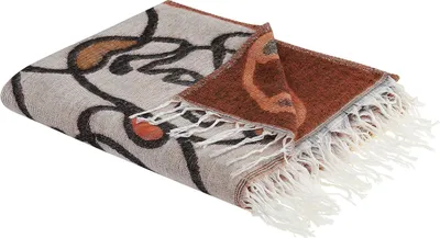 Zdjęcie produktu dla BELIANI Koc wielokolorowy akryl polyester 130 x 170 cm z motywem twarzy frędzlami narzuta do salonu sypialni styl nowoczesny