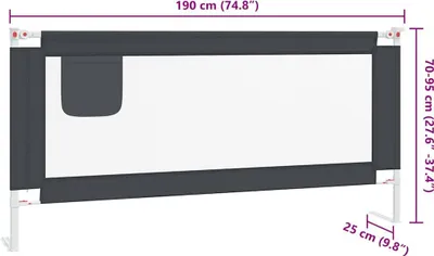 Produktbild von vidaXL Kleinkind-Bettschutzgitter Dunkelgrau 190x25 cm Stoff
