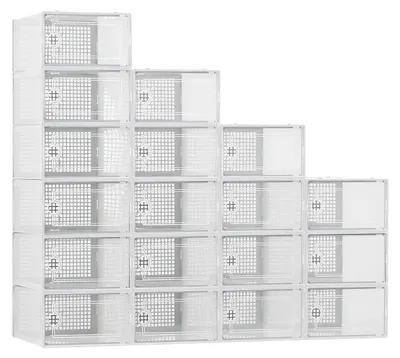 Obrázek produktu pro Boxy na boty, stohovatelný design, průhledné, bílé