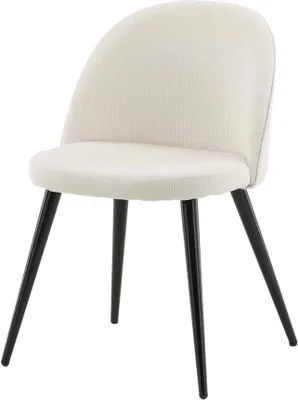 Produktbild von FURNLUX Esszimmerstuhl Samt Creme Und Schwarz 50cm / Hauptfarbe: Beige / Abmessungen: 50 x 57 x 77 cm